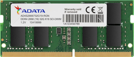 Adata DDR4 με Module 1x16GB και Ταχύτητα 2666 για Laptop AD4S266616G19-SGN