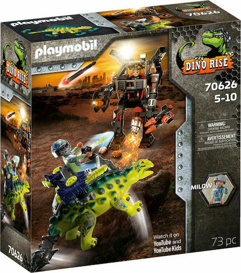 Playmobil Dino Rise Αγκυλόσαυρος με Μαχητή εναντίον Ρομπότ για 5-10 ετών 70626
