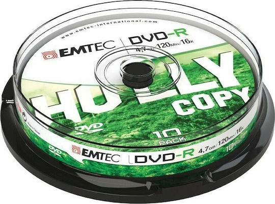 Emtec Εγγράψιμα DVD-R 16x 4.7GB Cake Box 10τμχ (ECOVR471016CB)