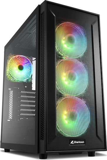 Sharkoon TG6M RGB Gaming Midi Tower Κουτί Υπολογιστή με Πλαϊνό Παράθυρο Μαύρο