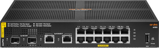 HP Aruba 6100 Managed L2 PoE+ Switch με 12 Θύρες Gigabit (1Gbps) Ethernet και 2 SFP Θύρες