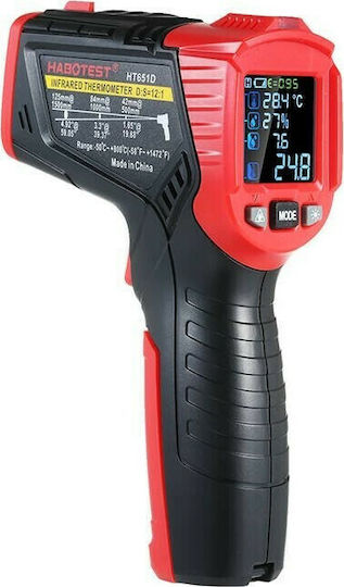 Habotest HT651D Θερμόμετρο Υπερύθρων για Θερμοκρασίες από -50°C έως 800°C με Αναλογία Απόστασης 12:1