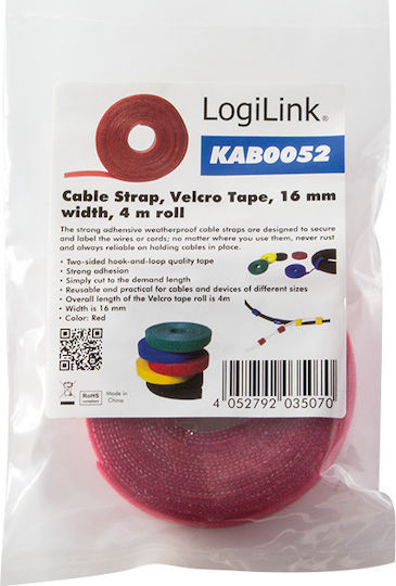 LogiLink Velcro Δεματικό Καλωδίων Κόκκινο 1τμχ
