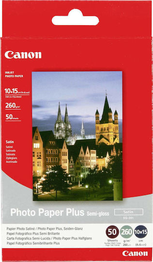Canon SG-201 Φωτογραφικό Χαρτί Plus A6 (10x15) 260gr/m² για Εκτυπωτές Inkjet 50 Φύλλα (1686B015)