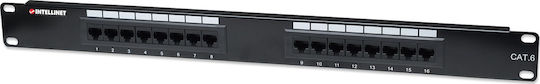 Intellinet Patch Panel για Rack 1U 19" 16 Θυρών cat6 Μαύρο 519526