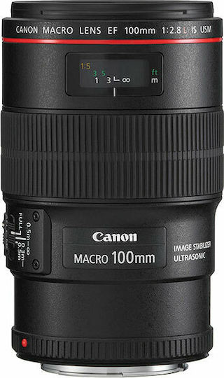 Canon Full Frame Φωτογραφικός Φακός 100mm f/2.8L IS USM Telephoto / Macro για Canon EF Mount Μαύρος