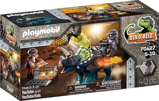 Playmobil Dino Rise Τρικεράτωψ με Πανοπλία-Κανόνι και Μαχητές για 5-10 ετών 70627