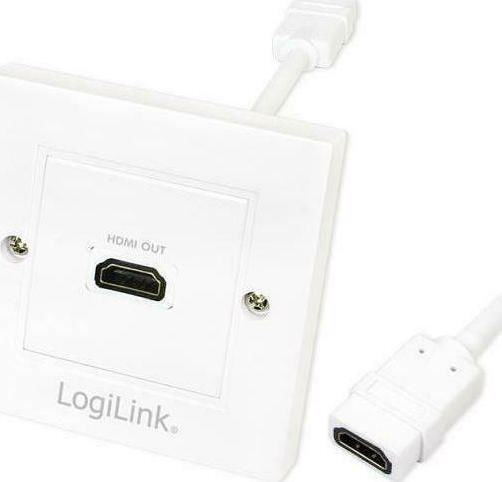 LogiLink Πρίζα HDMI με Πλαίσιο Αντάπτορας In/Out σε Λευκό χρώμα AH0014