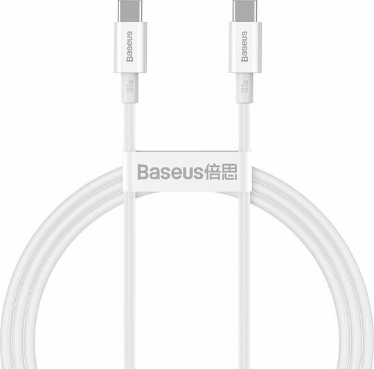 Baseus Superior USB 2.0 Cable USB-C male - USB-C 100W Λευκό 1m (CATYS-B02)