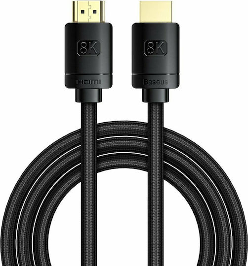 Baseus HDMI 2.1 Braided Cable HDMI male - HDMI male 2m Μαύρο CAKGQ-K01