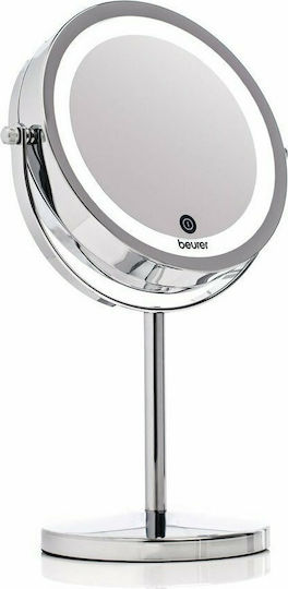 Beurer Καθρέπτης Μακιγιάζ Επιτραπέζιος με Φως 13.4x13.4cm Ασημί 65486