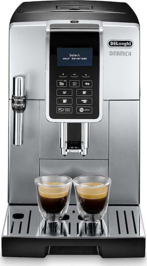 De'Longhi Dinamica Αυτόματη Μηχανή Espresso 1450W Πίεσης 15bar με Μύλο Άλεσης Ασημί