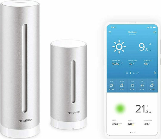 Netatmo Weather Station NWS01-EC Ασύρματος Μετεωρολογικός Σταθμός Ψηφιακός Επιτραπέζιος Ασημί