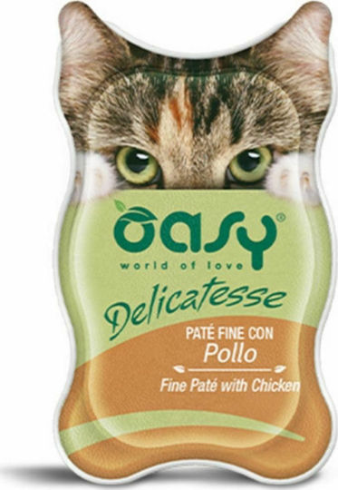 Oasy Delicatesse Pate Adult Υγρή Τροφή για Ενήλικες Γάτες σε Κονσέρβα με Κοτόπουλο 85gr