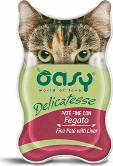Oasy Delicatesse Pate Adult Υγρή Τροφή για Ενήλικες Γάτες σε Κονσέρβα με Συκώτι 85gr