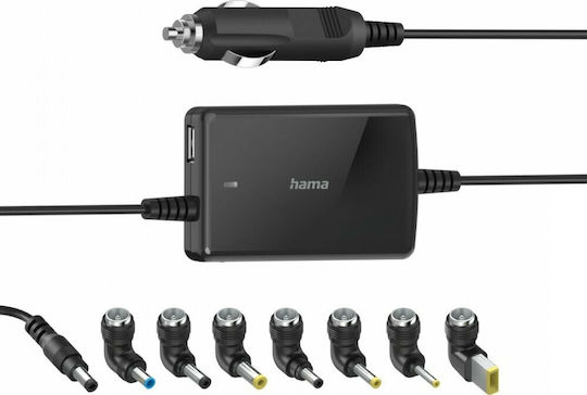 HAMA Slim & Light Universal Car Notebook Power Supply Unit, 15 - 19 V/70W Universal Φορτιστής Laptop 70W 19V 4.5A με Αντάπτορα Τροφοδοσίας και με σετ βυσμάτων (00200008)