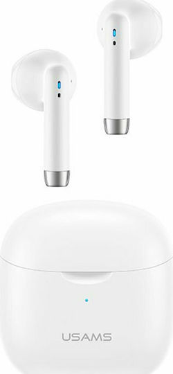 Usams IA04 Earbud Bluetooth Handsfree Ακουστικά με Θήκη Φόρτισης Λευκά