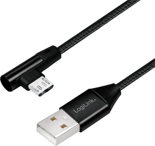 LogiLink Angle (90°) / Braided USB 2.0 to micro USB Cable Μαύρο 0.3m (CU0141)