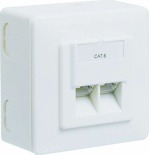 Goobay Εξωτερική Διπλή Πρίζα Δικτύου RJ45 Τύπου Cat6 σε Λευκό Χρώμα 68244