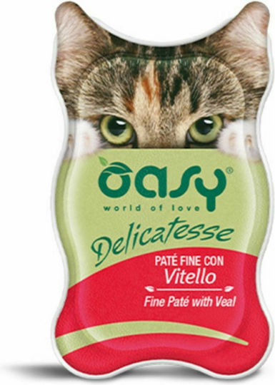 Oasy Delicatesse Pate Adult Υγρή Τροφή για Ενήλικες Γάτες σε Κονσέρβα με Μοσχάρι 85gr