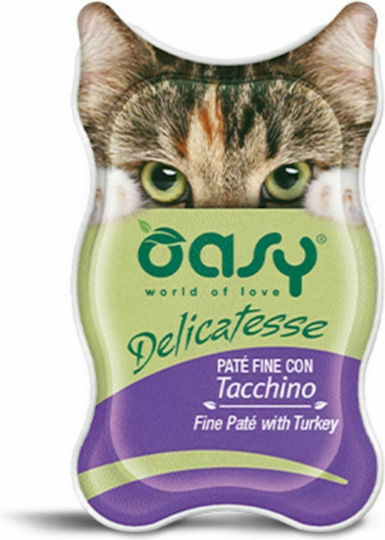 Oasy Delicatesse Pate Adult Υγρή Τροφή για Ενήλικες Γάτες σε Κονσέρβα με Γαλοπούλα 85gr