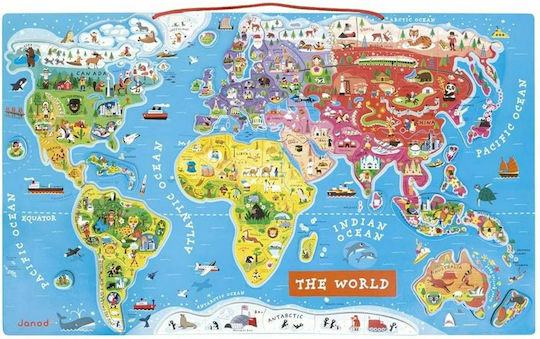 Janod Μαγνητικό Παιχνίδι Κατασκευών Παγκόσμιος Χάρτης για Παιδιά 7+ Ετών J05504