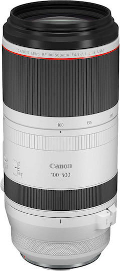 Canon Full Frame Φωτογραφικός Φακός RF 100-500mm f/4.5-7.1L IS USM Telephoto / Super Telephoto / Tele Zoom για Canon RF Mount Λευκός