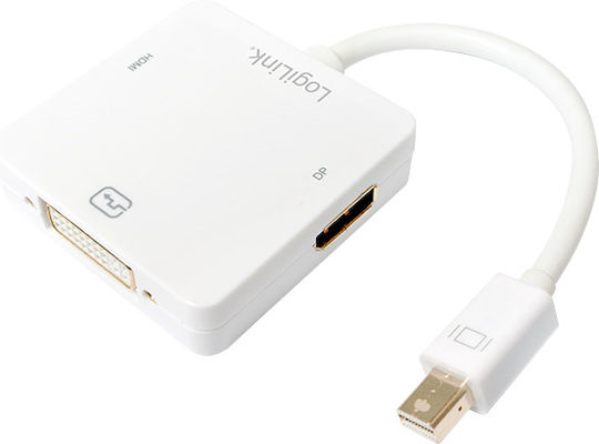 LogiLink Μετατροπέας mini DisplayPort male σε DVI-I / DisplayPort / HDMI female Λευκό 1τμχ CV0045A