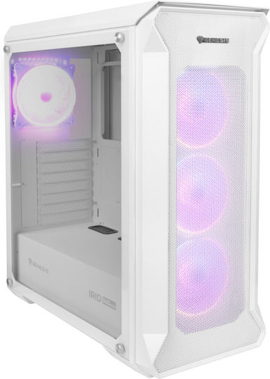Genesis Irid 505 ARGB Gaming Midi Tower Κουτί Υπολογιστή με Πλαϊνό Παράθυρο Λευκό