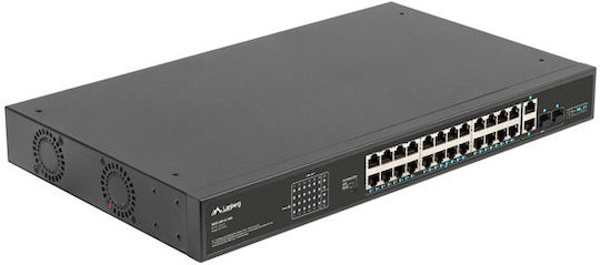 Lanberg Unmanaged L2 PoE+ Switch με 24 Θύρες Gigabit (1Gbps) Ethernet και 2 SFP Θύρες