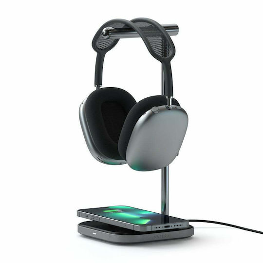 Satechi 2-in-1 Headphone Stand With Wireless Charger Επιτραπέζια με Φωτισμό Led Γκρι