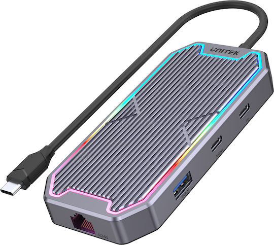 Unitek USB-C Docking Station με HDMI 4K PD Ethernet Γκρι (D1029A)