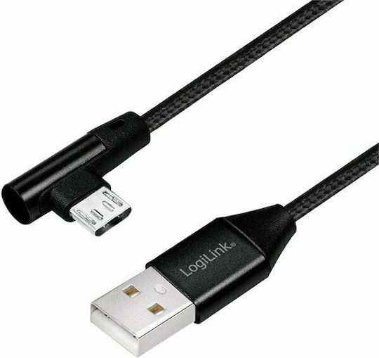 LogiLink Angle (90°) / Braided USB 2.0 to micro USB Cable Μαύρο 1m (CU0142)