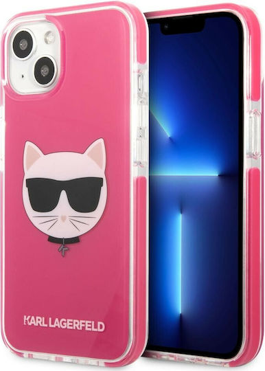Karl Lagerfeld Choupette Head Back Cover Πλαστικό / Σιλικόνης Φούξια (iPhone 13 mini) KLHCP13STPECPI