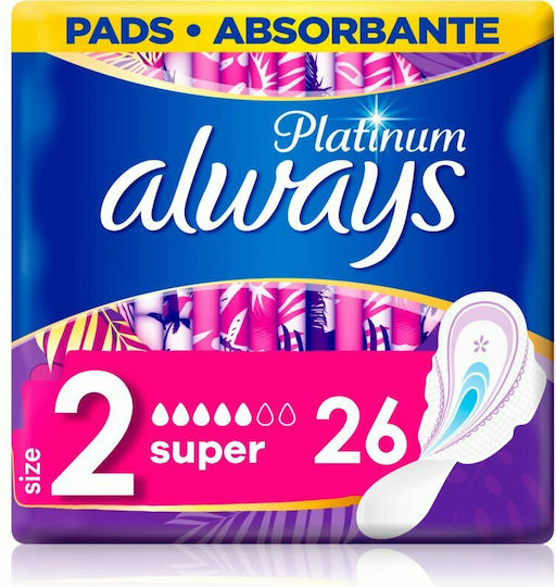 Always Platinum Super Σερβιέτες με Φτερά Νυκτός Μέγεθος 2 26τμχ