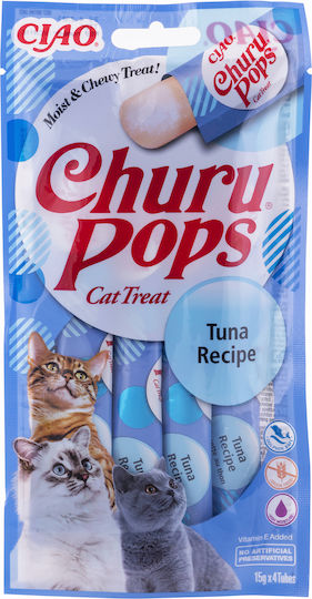 Inaba Churu Pops Λιχουδιές Σνακ με Τόνο Tuna 4τμχ για Ενήλικες Γάτες 14gr EU711