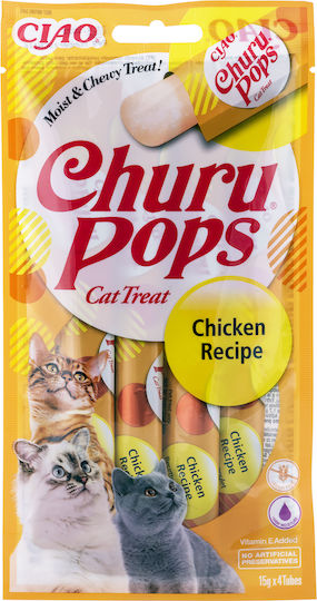 Inaba Churu Pops Λιχουδιές Σνακ με Κοτόπουλο Chicken 4τμχ για Ενήλικες Γάτες 4τμχ 14gr EU712