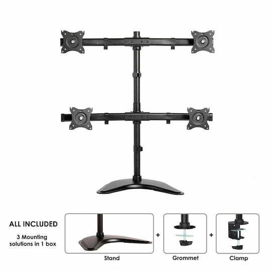Neomounts Επιτραπέζια Βάση για 4 Οθόνες έως 27" με Βραχίονα (NM-D335D4BLACK)