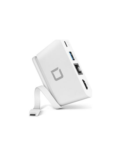 Dicota USB-C Docking Station με HDMI 4K PD Ethernet Λευκό (D31730)