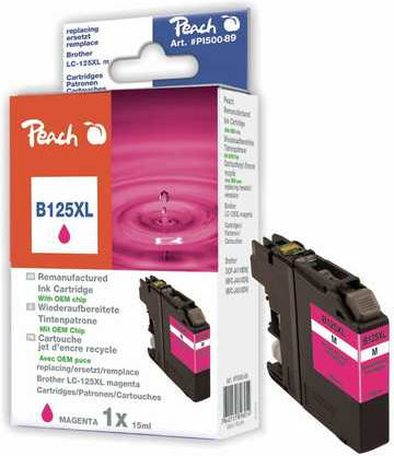 Peach Συμβατό Μελάνι Εκτυπωτή InkJet Brother LC-125XL 15ml Ματζέντα 1τμχ PI500-89