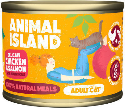 Animal Island Υγρή Τροφή για Ενήλικες Γάτες σε Κονσέρβα με Σολομό χωρίς Σιτηρά & Γλουτένη 200gr