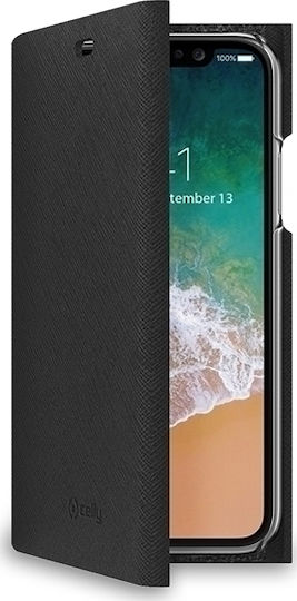 Celly Shell Wallet Δερματίνης Μαύρο (iPhone X / Xs) SHELL900BK