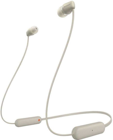 Sony WI-C100 In-ear Bluetooth Handsfree Ακουστικά με Αντοχή στον Ιδρώτα Μπεζ