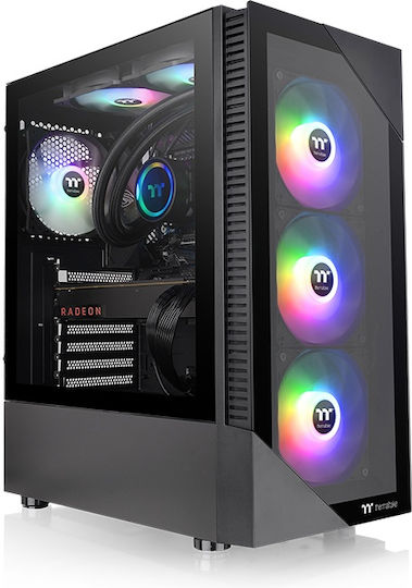 Thermaltake View 200 TG Gaming Midi Tower Κουτί Υπολογιστή με RGB Φωτισμό Μαύρο