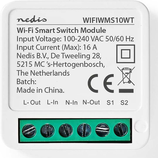 Nedis Smart Switch Wi-Fi 16A (με Ουδέτερο) WIFIWMS10WT