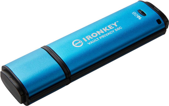 Kingston IronKey Vault Privacy 50 64GB USB 3.2 Stick με σύνδεση USB-C Μπλε