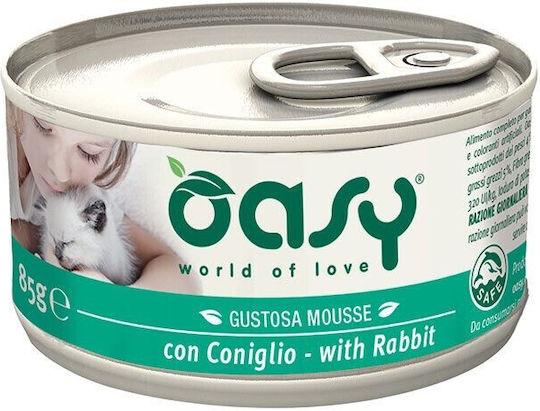 Oasy World of Love Υγρή Τροφή για Ενήλικες Γάτες σε Κονσέρβα με Κουνέλι χωρίς Σιτηρά 85gr
