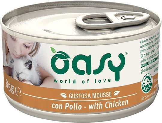 Oasy World of Love Υγρή Τροφή για Ενήλικες Γάτες σε Κονσέρβα με Κοτόπουλο χωρίς Σιτηρά 85gr