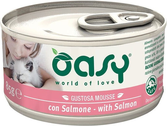Oasy World of Love Υγρή Τροφή για Ενήλικες Γάτες σε Κονσέρβα με Σολομό χωρίς Σιτηρά 85gr