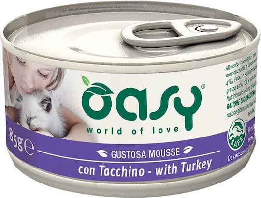 Oasy World of Love Υγρή Τροφή για Ενήλικες Γάτες σε Κονσέρβα με Γαλοπούλα χωρίς Σιτηρά 85gr
